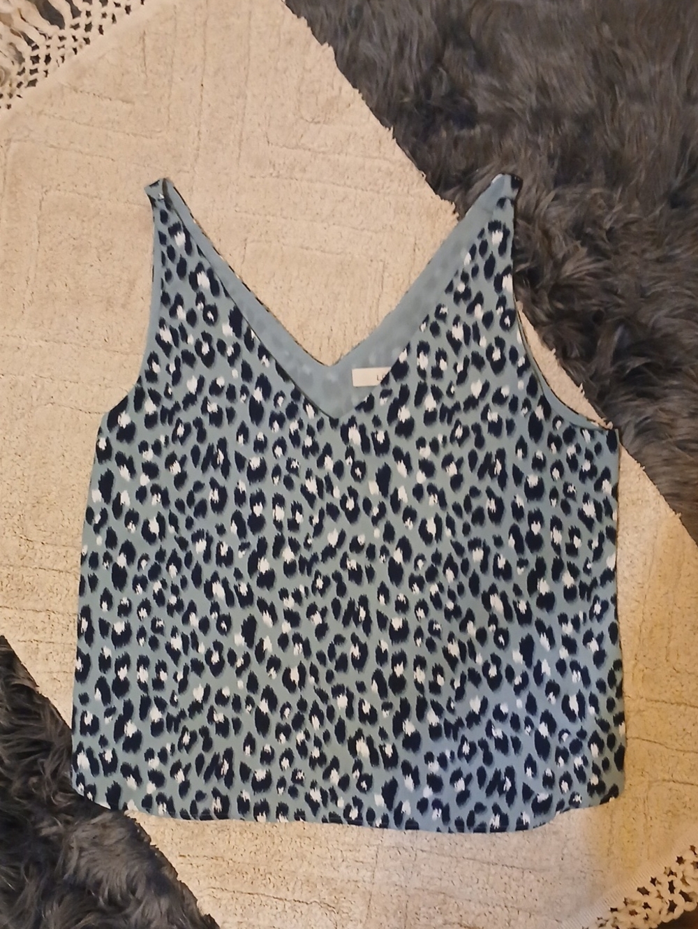 LOFT Light Blue Leopard Print V-Neck Camisole